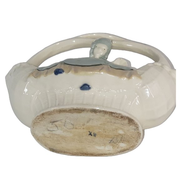 Graceful Vintage Japanese Blue and White Porcelain Lady Figurine Vase Edwardian - Picture 11 of 11